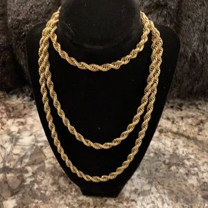 Vintage Monet Gold Rope Necklace. J 102
